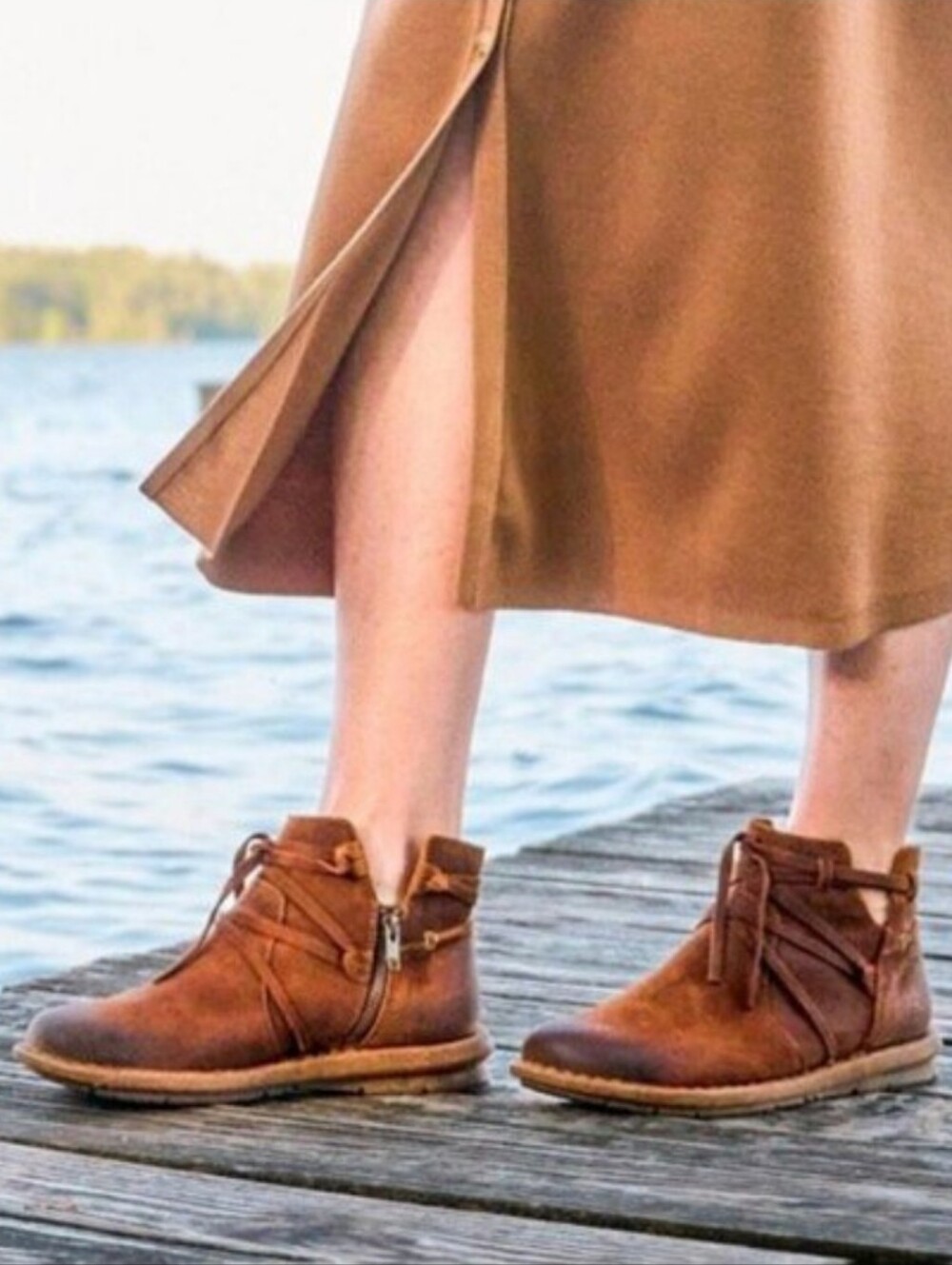 Born Tarkiln Women's Distressed Suede Chukka Glazed Ginger Ankle Zip-Up Boots 9